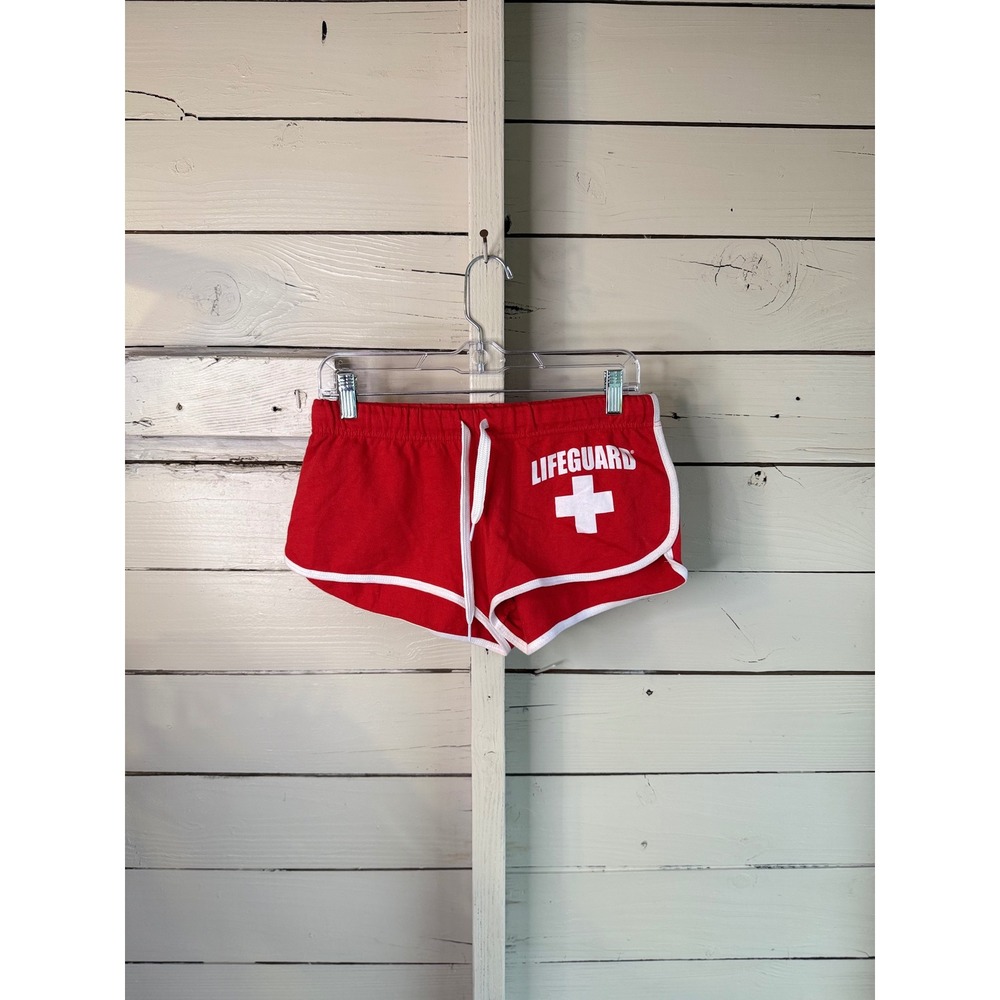 Lifeguard Hawaii Red Dolphin Shorts Womens Large Booty Shorts Retro Athletic